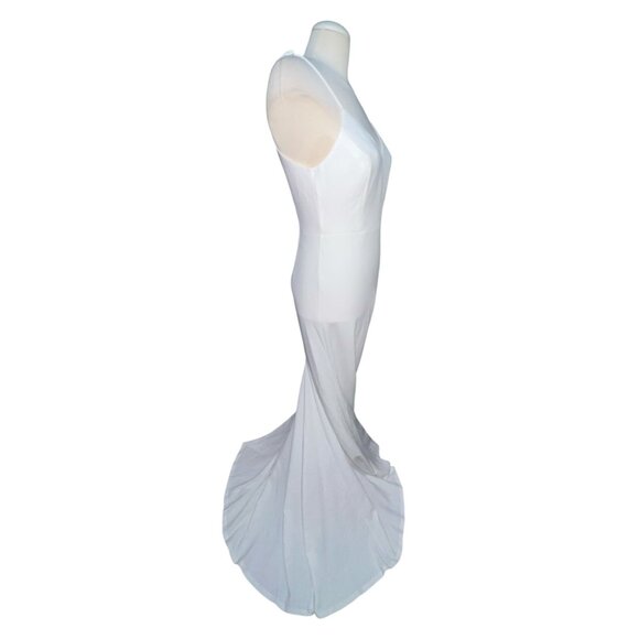 Lulus Feeling of Forever White Sleeveless Mermaid Maxi Dress Sz Medium White - Picture 13 of 14